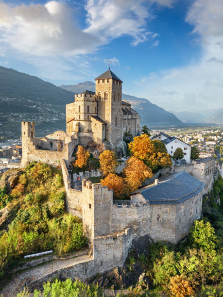 Sion, Switzerland at the historic Valere Basilica fortified church.