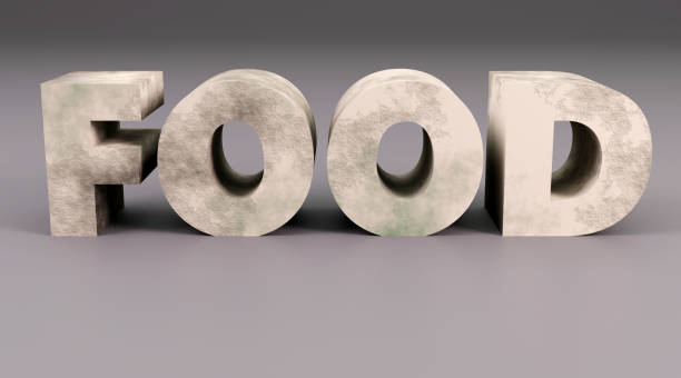 istock Orange sign saying Food made from concrete 3d rendered 1826473548