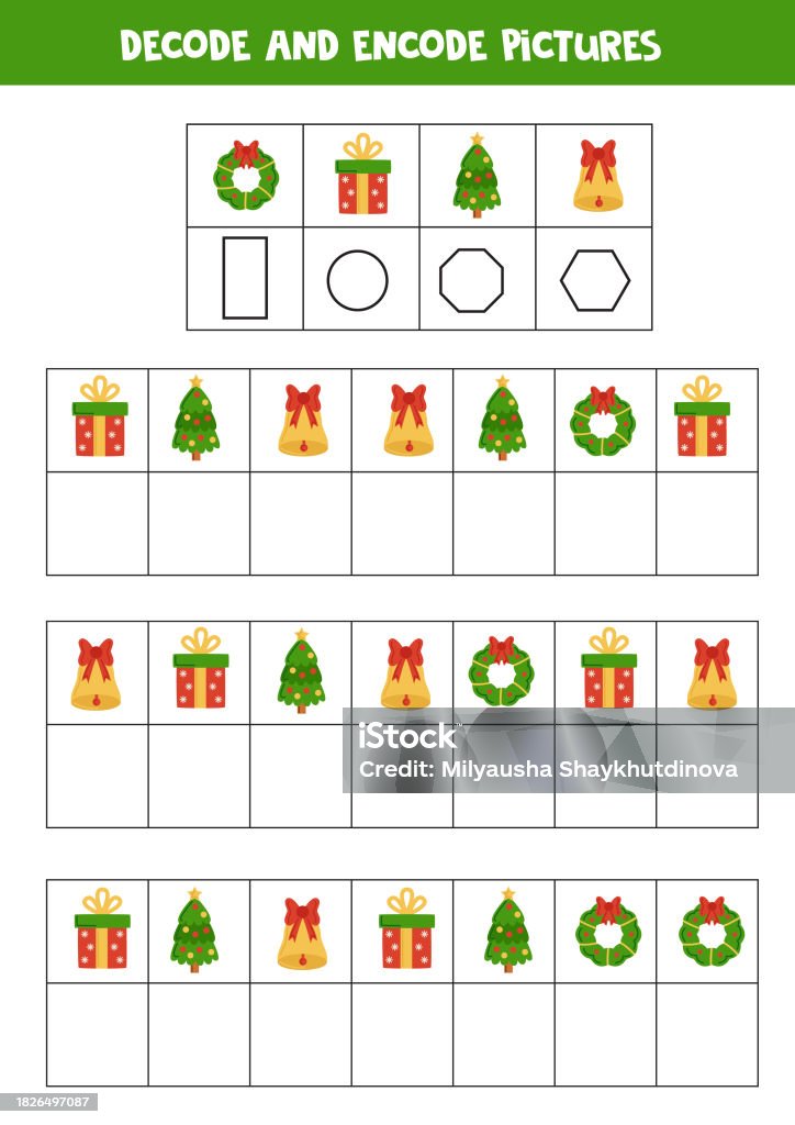 Decode And Encode Pictures Write The Symbols Under Cute Christmas ...