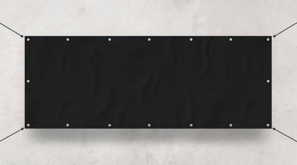 istock Black Outdoor Tarpaulin Banner 3D Rendering 1826503917