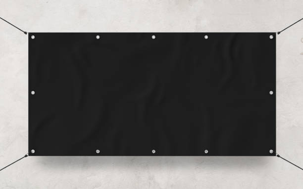 istock Black Outdoor Tarpaulin Banner 3D Rendering 1826504457