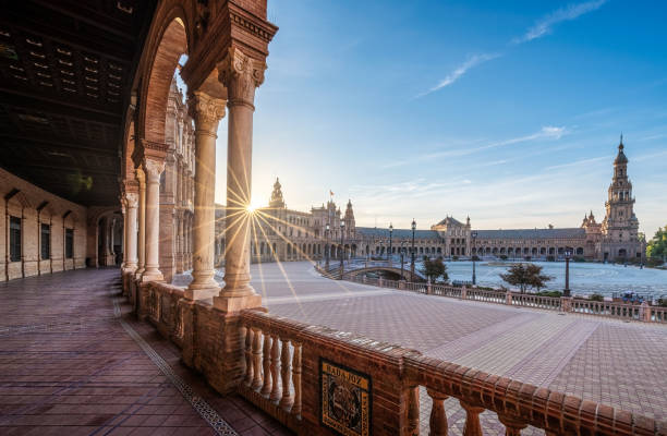 istock Sun rising at Spanish square in Seville. Spain 1826507850