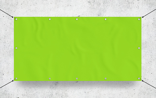 Green Outdoor Tarpaulin Banner 3D Rendering for Events and Promotions