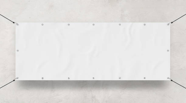 White Outdoor Tarpaulin Banner 3D Rendering