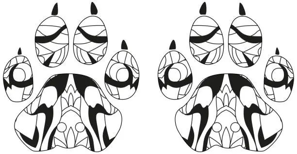 Vector illustration of Tiger paws for coloring, for the fabric, wallpaper, banner