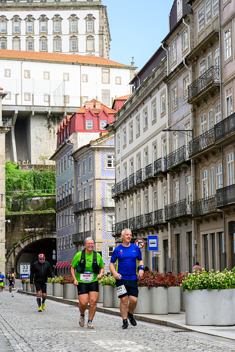 Porto, Portugal - Nov 5, 2023: The 18th Marathon of Port, at 33KM.