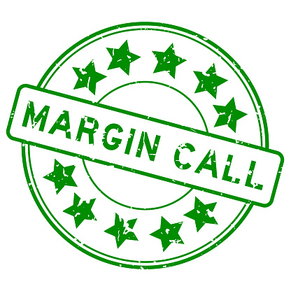 Grunge green margin call word with star icon round rubber seal stamp on white background