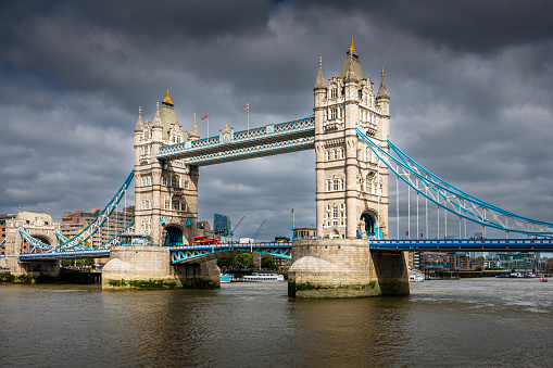 Tower Bridge over Thames River in London