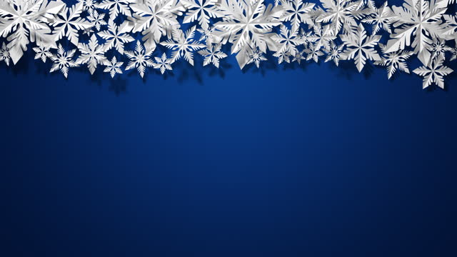 Christmas card (Loop 4k) - Picture Frame of 3d Snowflakes with Real Shadow