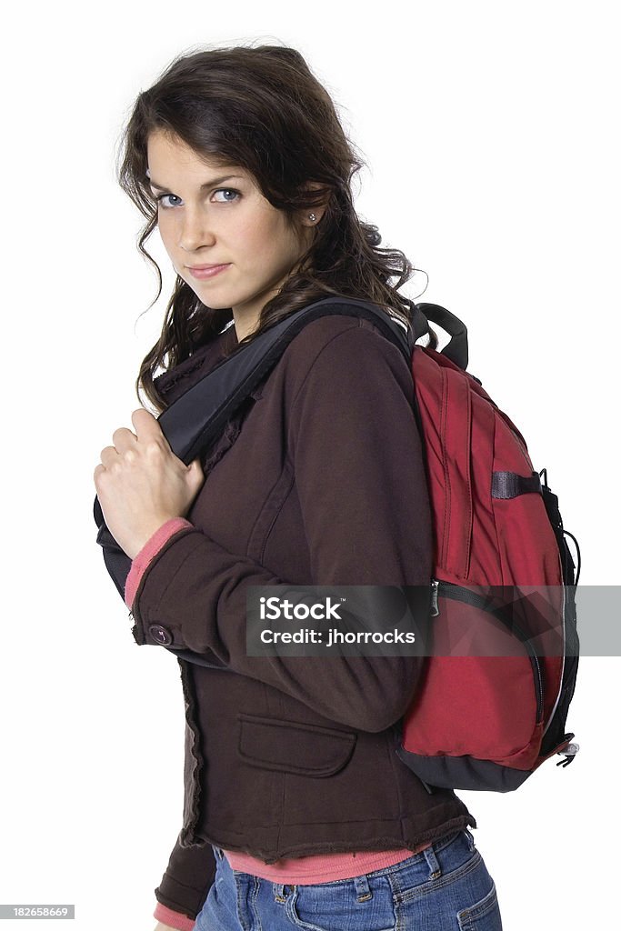 Mujer estudiante con mochila - Foto de stock de Excursionismo libre de derechos