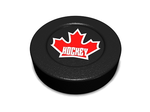 Hockey puck. Isolated background.