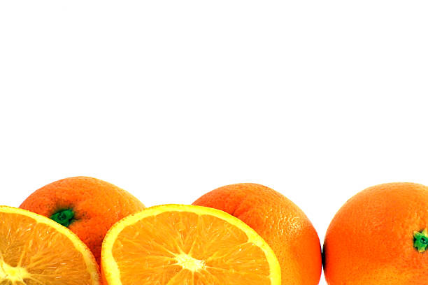 Oranges lined up stock photo