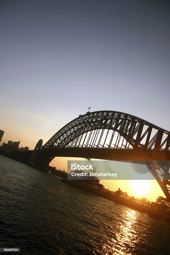 sunset over sydney sunseting behind the sydney harbour bridge Australia Stock Photo