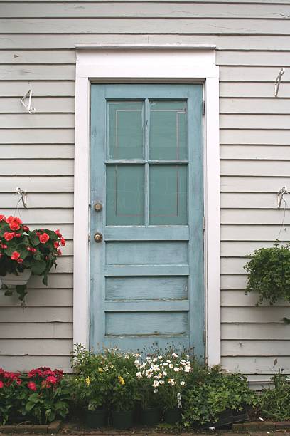 istock Beach door with flowers 182659292