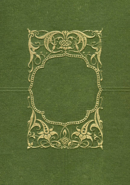 Gold Border on Green A book cover from the early 1900's. old book stock pictures, royalty-free photos & images