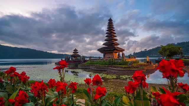Time lapse of Pura ulun danu bratan temple in Bali, Indonesia.