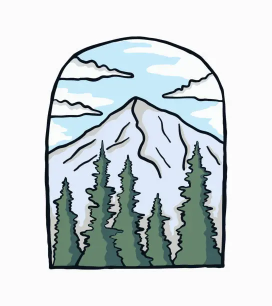 Vector illustration of Hand Draw vector of Mt Hood in Oregon State illustration for t shirt sticker badge design