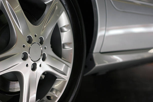Detail shot of alloy wheel stock photo