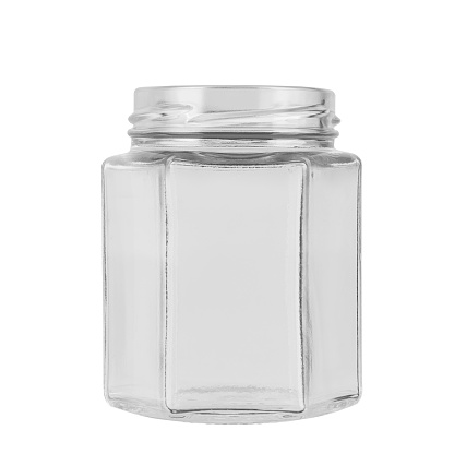 Empty jar isolated on white background. Jar for conservation. File contains clipping path. Full depth of field.