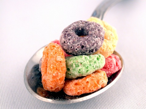 A spoon full of colourful breakfast cereal.This lightbox contains all my food images: