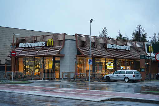 Mc Donalds fast food restaurant on the outskirts of the city of Santander, Spain