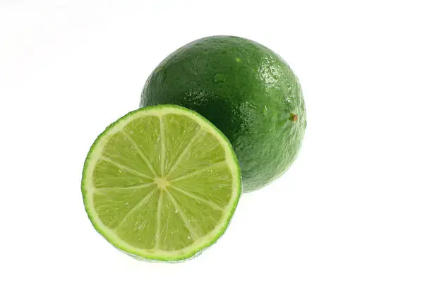 Limes on isolated white background