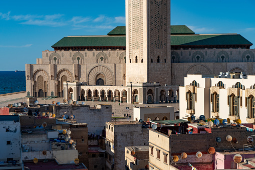 The square of Hassan II Mosque, Casablanca, Morocco.