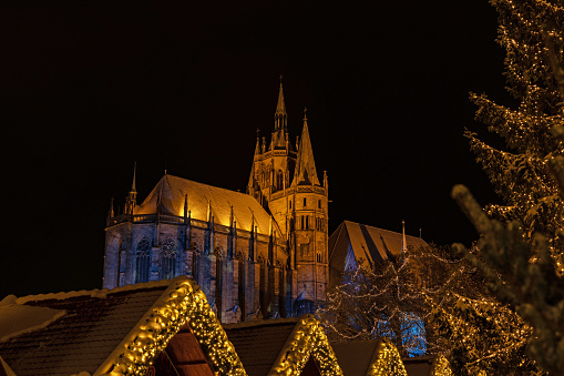 illuminated christmas market at the cathedral square in Erfurt - in 2023 the most beautiful christmas market in Germany