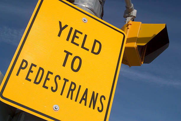 istock Yield To Pedestrians Sign and Light 182661805