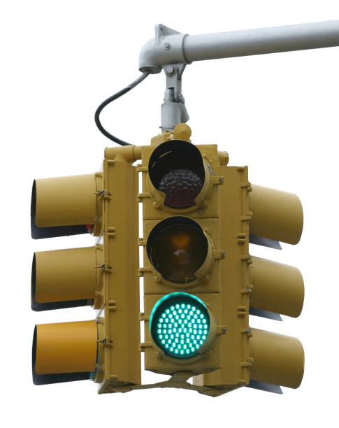 istock Hanging traffic lights - green 182661970