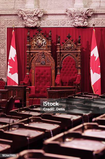 Parlamento Trono Del Senato Canadese - Fotografie stock e altre immagini di Canada - Canada, Senato, Trono