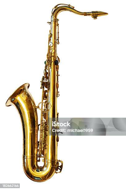 Saxofone Tenor Caminho Incluído - Fotografias de stock e mais imagens de Fundo Branco - Fundo Branco, Saxofone, Saxofone Tenor