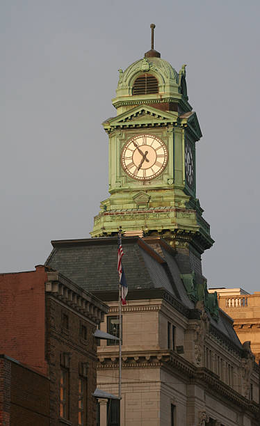 istock Green Clock Tower in Iowa Morning 182662868