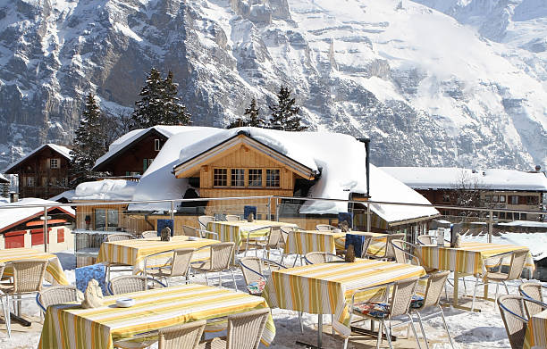 istock Outside restaurant tables in Murren, Switzerland 182663960