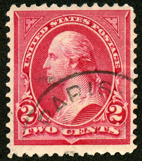 vintage selo george washington, dois cêntimos - president postage stamp profile usa imagens e fotografias de stock