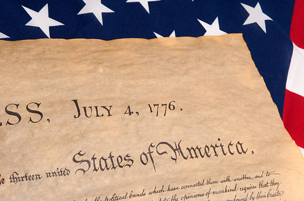 US Constitution and Flag stock photo