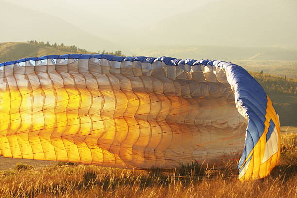 Paraglider Flight Canopy Launch stock photo