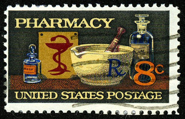 istock Vintage Pharmacy US postage stamp 182664770