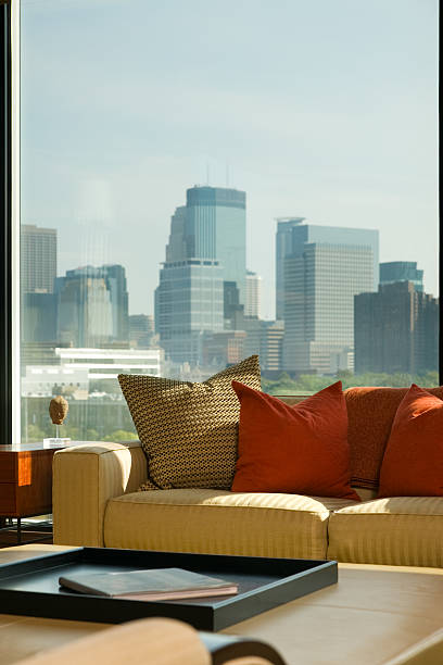 Modern loft style condo with view to skyline.