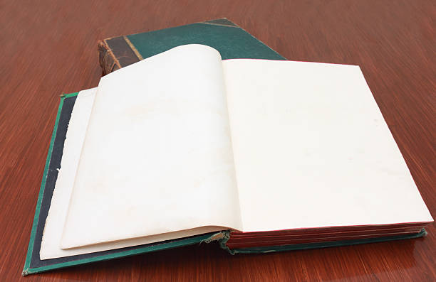 istock two antique leather-bound  cloth-bound books on polished table 182665842