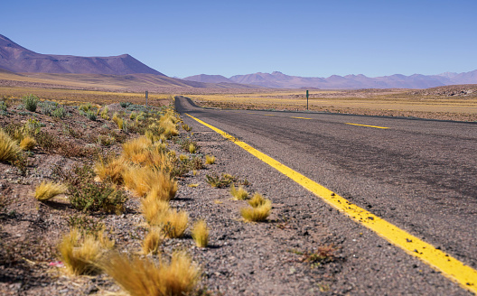 Highway in Atacama desert stock