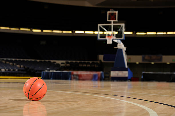 Ball and Basketball Court stock photo