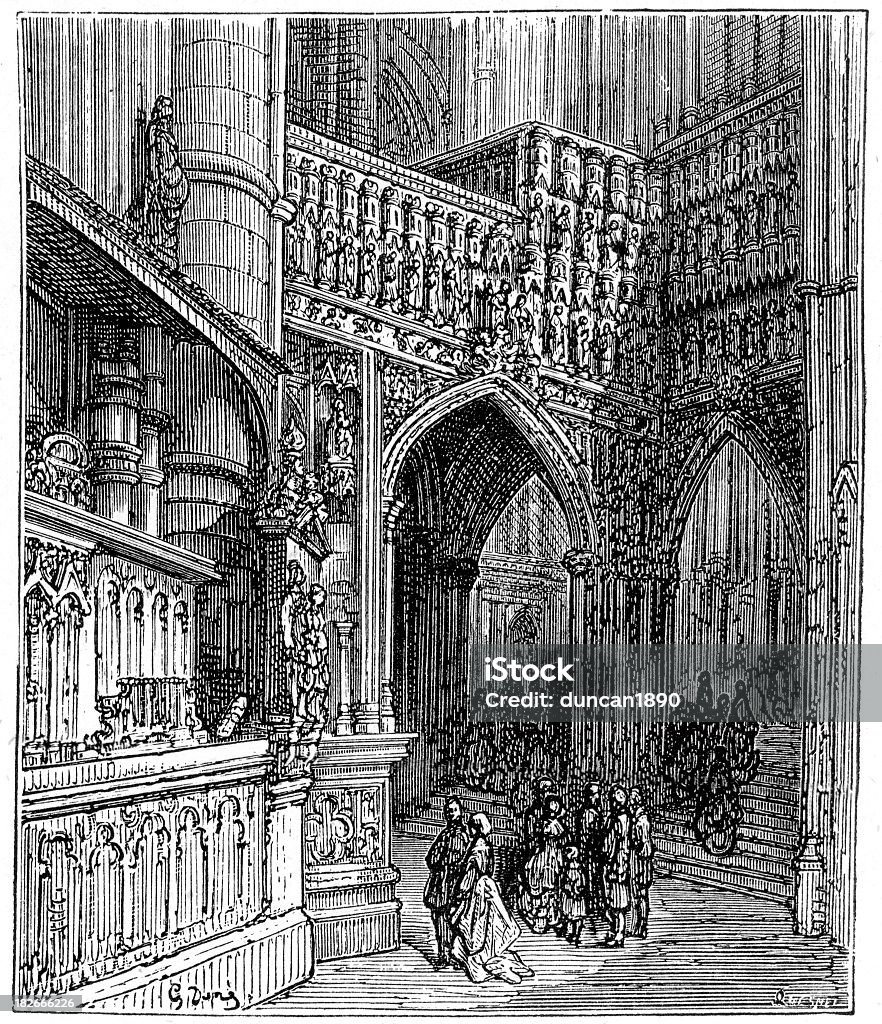 Викторианский London в Вестминстерское аббатство - Стоковые иллюстрации 1870-1879 роялти-фри