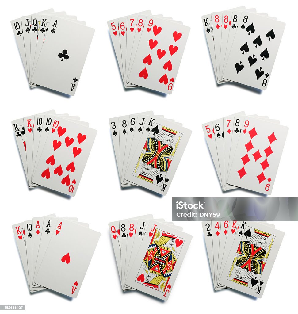 Покер руки - Стоковые фото Карточная игра роялти-фри