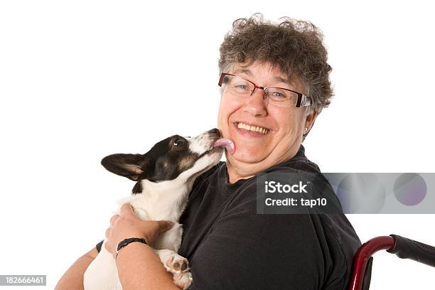 Senior Woman And Dog Stock Photo - Download Image Now - Senior Adult, White Background, Dog