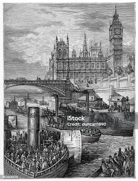 Victorian Escadas De Westminsterlondres - Arte vetorial de stock e mais imagens de Big Ben - Big Ben, Imagem Gravada, Antiguidade