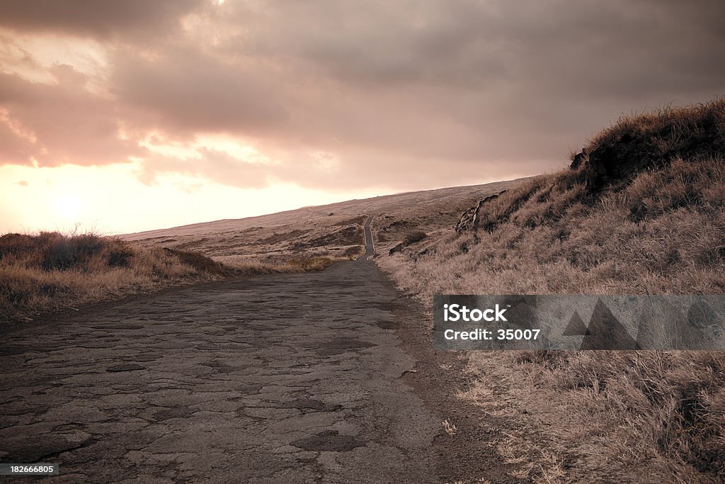 country road "country road through lava fields at sunset, maui, hawaii islands." Asphalt Stock Photo