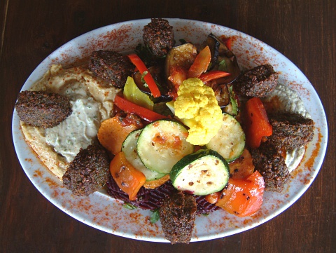 Plate of Middle Eastern food