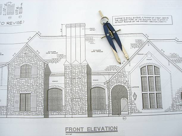 Stone elevation plans stock photo