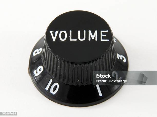 Black Fender Strat Black Knob Volume 1 To 10 Stock Photo - Download Image Now - Volume Knob, Dial, Number 10